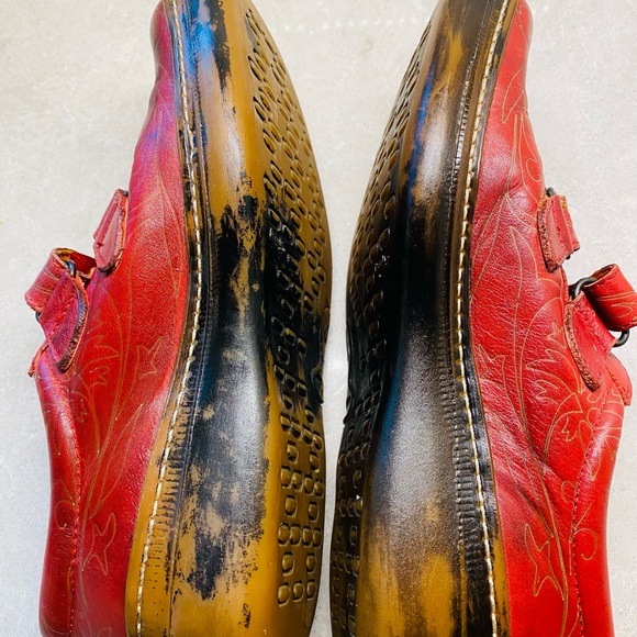 Eject red and orange beautiful leather sneakers - Picture 7 of 8